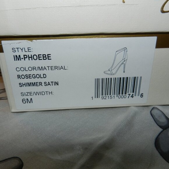 Imagine Vince Camuto Phoebe T-Strap Rose Gold Shimmer Satin Heels Size 6 - Picture 16 of 16